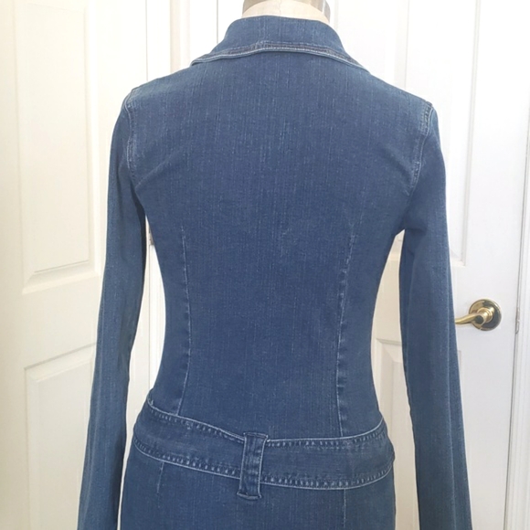 VINTAGE 90's Denim Dress Zip Up Belted - Picture 13 of 17